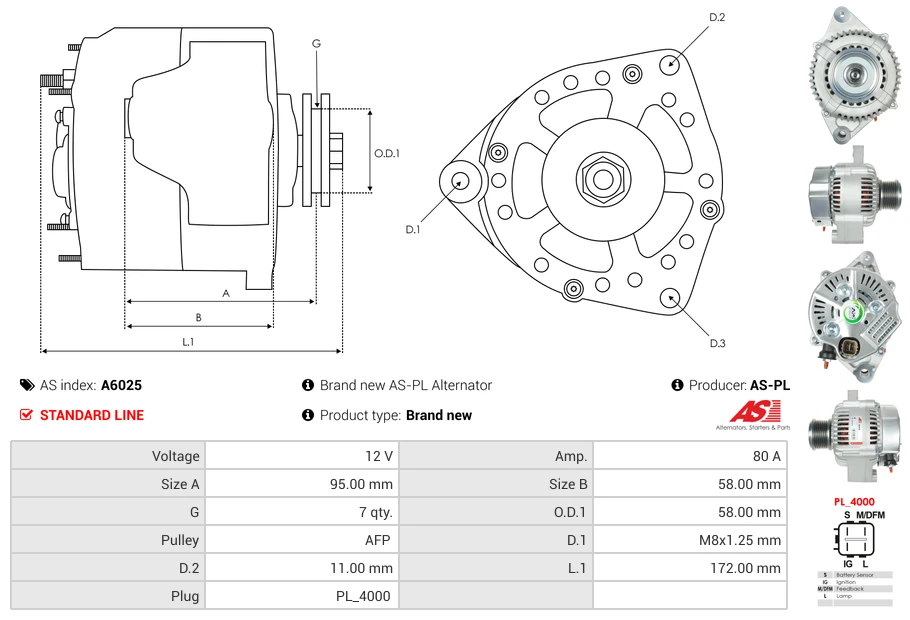 Auto generaator AS-PL A6025